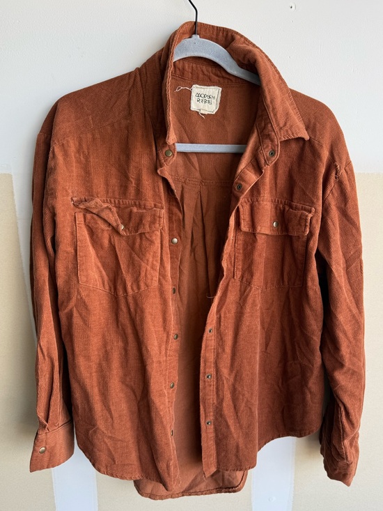 Modish Rebel Jackets & Blazers - Modern Republic Rust Corduroy Shirt Jacket - Lightweight Layer